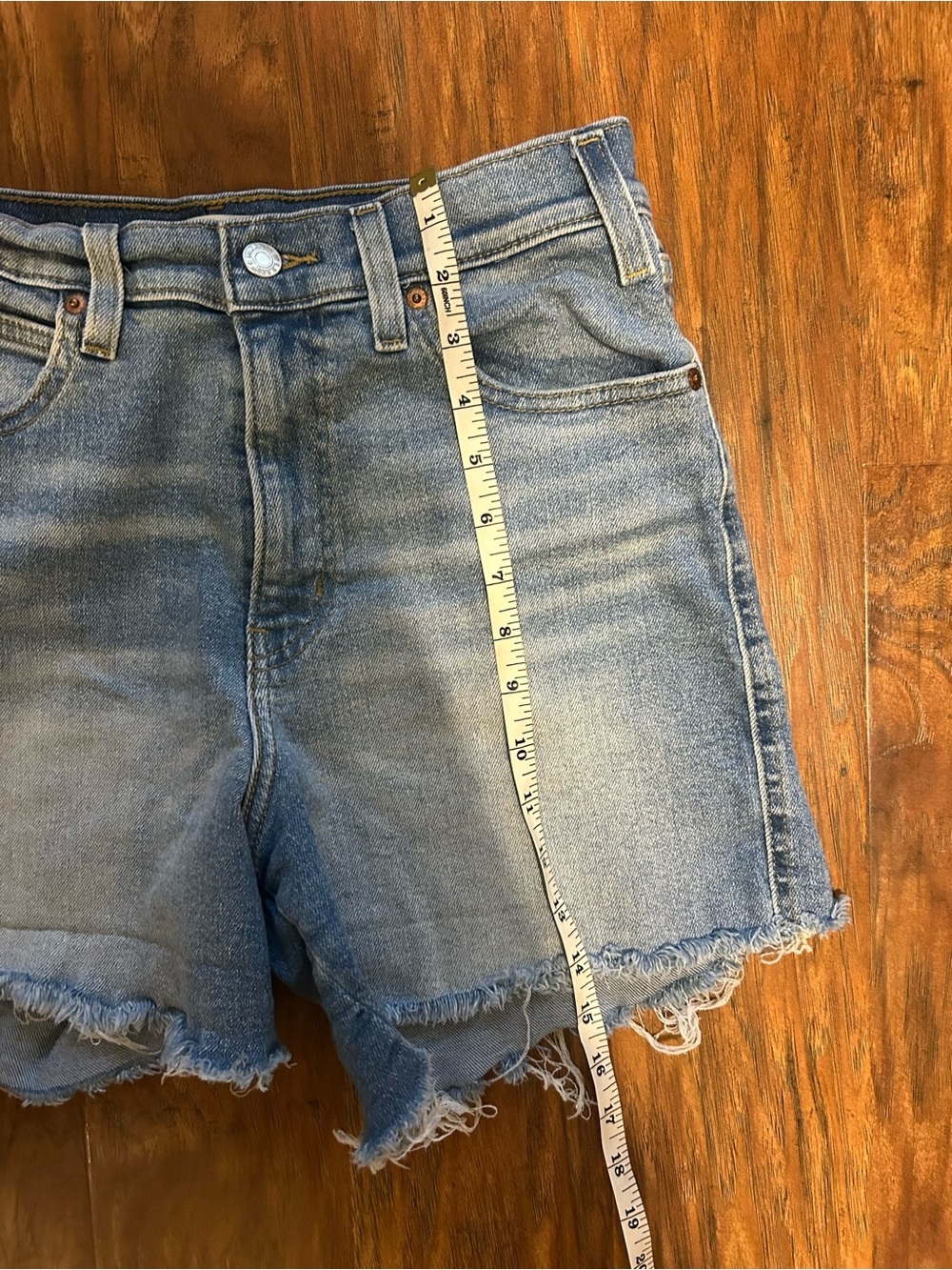 Denim Cutoff Shorts Levi Strauss Frayed Hem Distressed Festival Concert Western - Picture 6 of 8